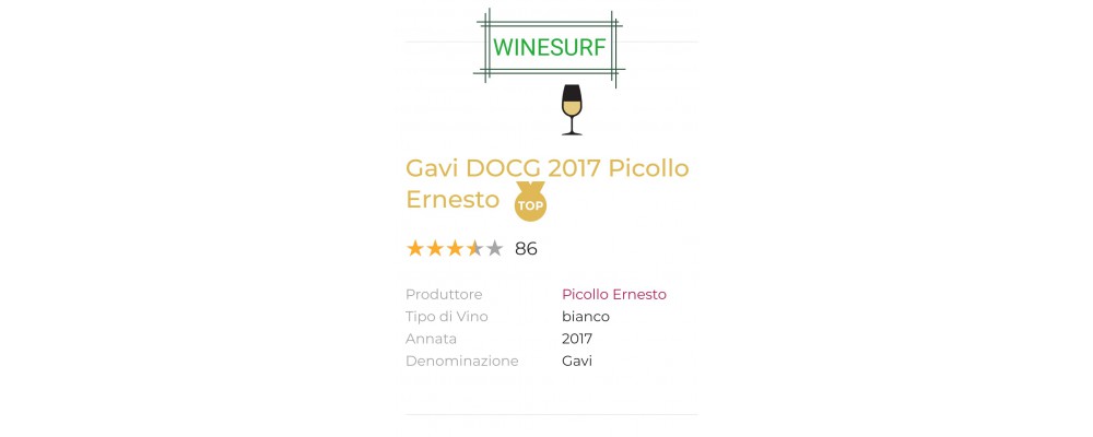 Gavi Picollo Ernesto в Top5 по версии он-лайн журнала Winesurf!